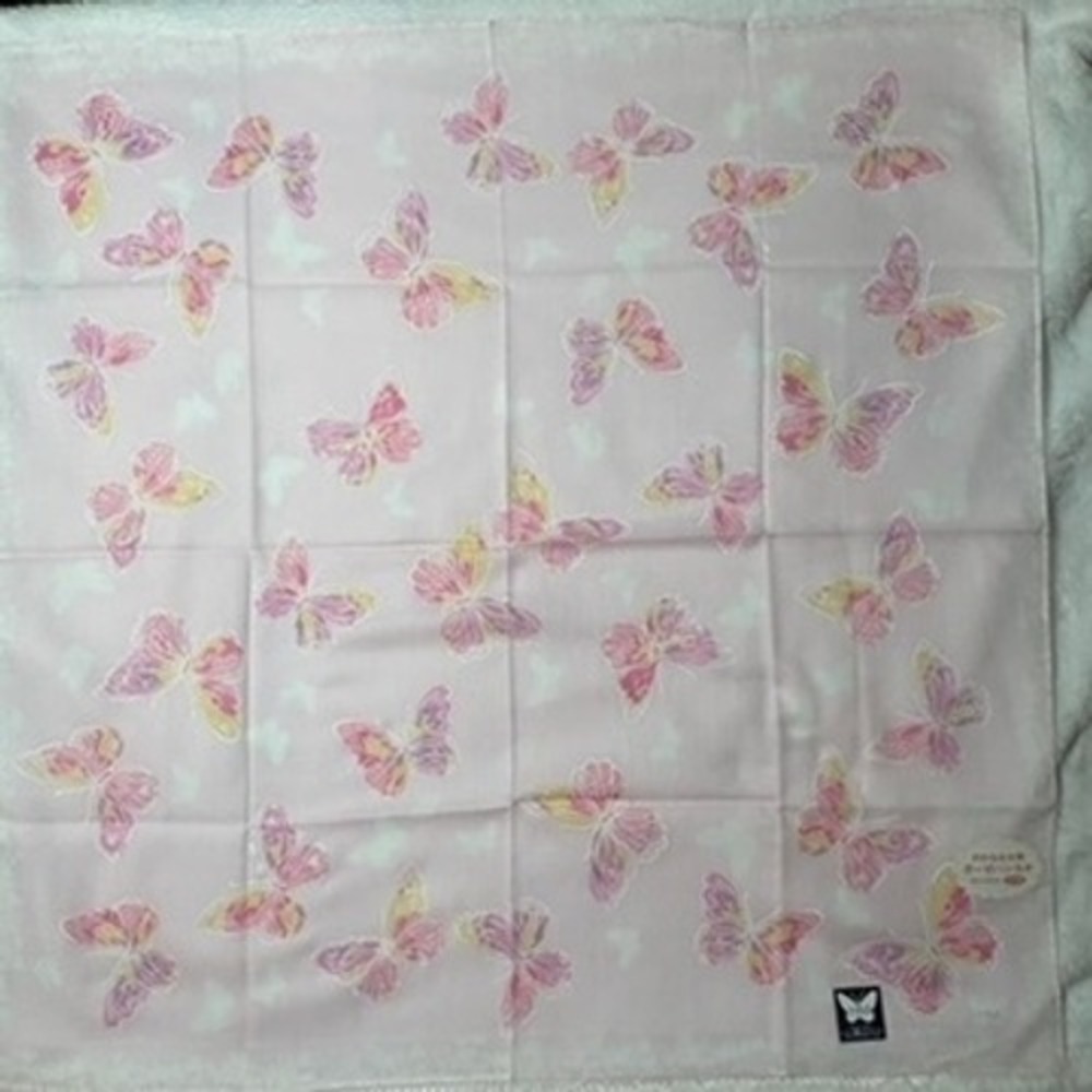 HM Scarf Handkerchief Butterfly Gauze Pink Purple Yellow 22"